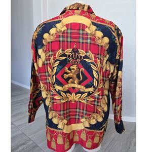 Vintage 90s Pure Silk Royal Lion Express Button Down Collared Shirt Sz M